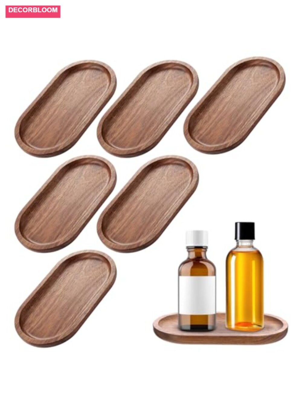 Acacia Wood Serving Trays 6 Pc Mini Wooden Platters Rustic Farmhouse